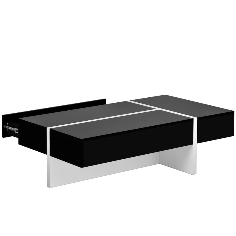 Contemporary Rectangle Design Living Room Furniture,Modern High Gloss Surface Cocktail Table, Center Table for Sofa or Upholstered Chairs，45.2*25.5*13.7in, Black - Urban Living Furniture (Los Angeles, CA)