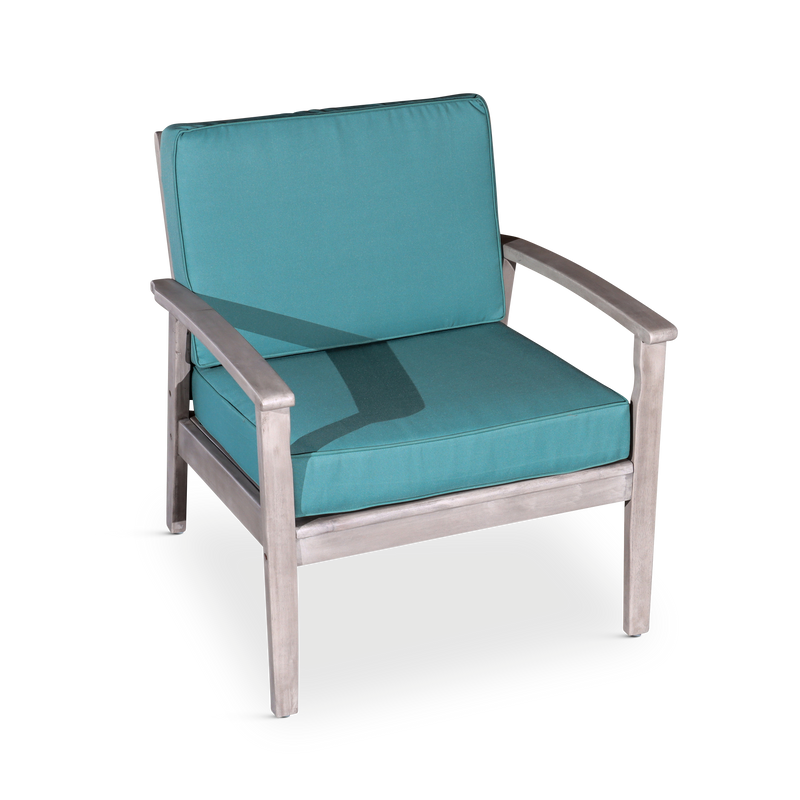 Deep Seat Eucalyptus Chair, Silver Gray Finish, Sage Cushions