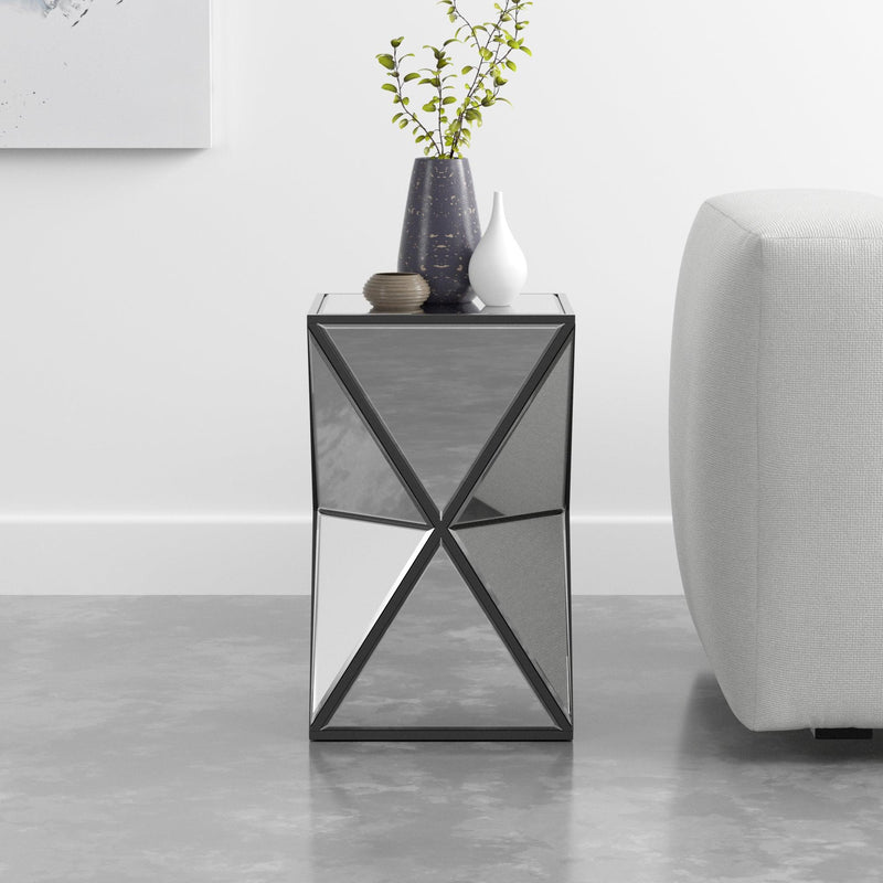 Mirrored End Table, Mirrored Nightstand, Silver Side Table for Bedroom Living Room - Urban Living Furniture (Los Angeles, CA)