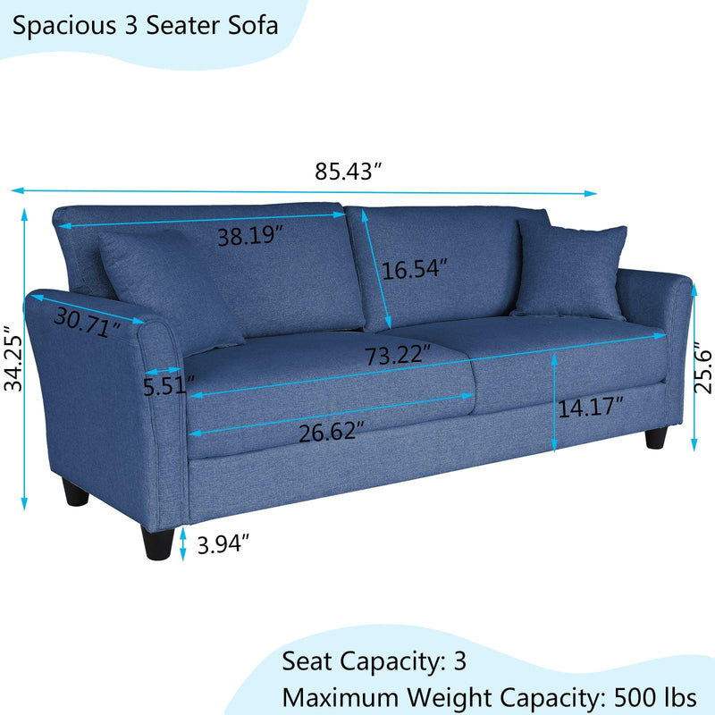 2042 Blue three-seat sofa, linen