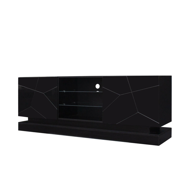 Modern, Stylish Functional TV stand with Color Changing LED Lights, Universal Entertainment Center, Black - Urban Living Furniture (Los Angeles, CA)