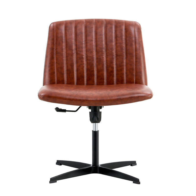 Office chair Brown PU Material. Home Computer Chair Office Chair Adjustable 360 °Swivel Cushion Chair With Black Foot Swivel Chair Makeup Chair Study Desk Chair. No Wheels - Urban Living Furniture (Los Angeles, CA)