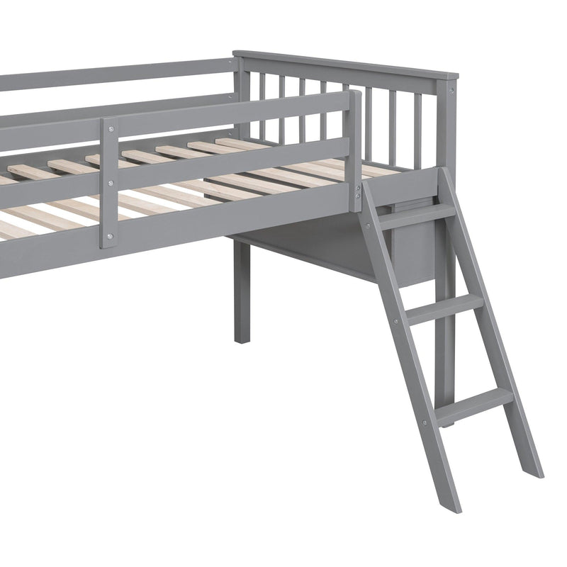 Twin Size Loft Bed With Removable Desk and Cabinet, Gray - Urban Living Furniture (Los Angeles, CA)