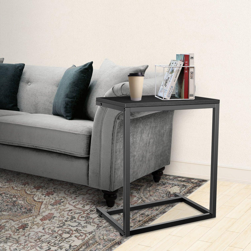 C Shaped Sofa Side End Table with Hardwood Surface, 13.75" D x 21.75" W x 27" H, Black - Urban Living Furniture (Los Angeles, CA)