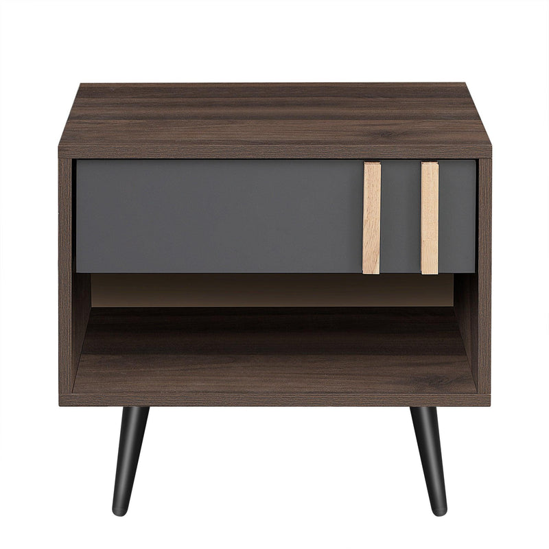 Wooden Nightstand  End Table for Bedroom,Gray+Walnut - Urban Living Furniture (Los Angeles, CA)