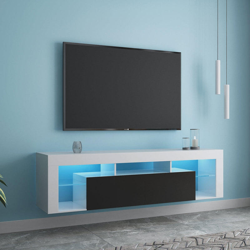 FURNITURE & TV Stand  160 LED Wall Mounted Floating 63" TV Stand (White/Black) - Urban Living Furniture (Los Angeles, CA)