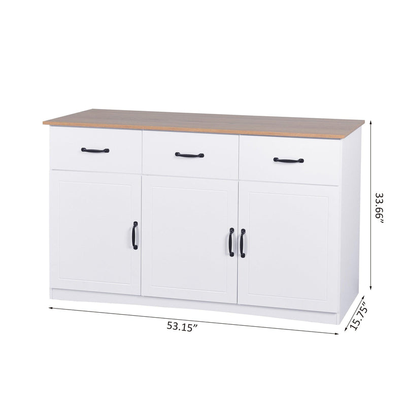 White Buffet Cabinet withStorage, Kitchen Sideboard with 3 Doors and 3 Drawers, Coffee Bar Cabinet,Storage Cabinet Console Table for Living Room - Urban Living Furniture (Los Angeles, CA)