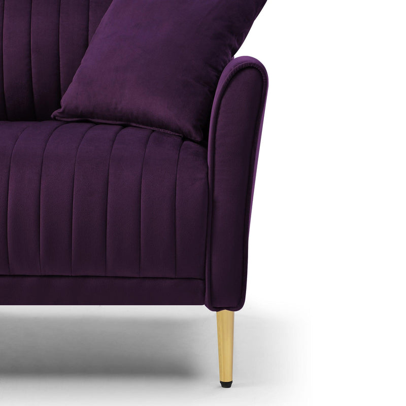 Purple Velvet Accent Chair Living Room Chair Upholstered Middle Chair With ld Legs , not sold separately, needs to be combined with other parts or multiple seats