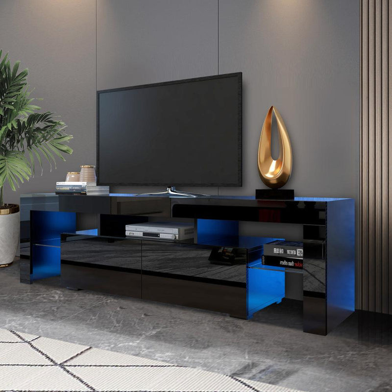 Modern Black TV Stand, 20 Colors LED TV Stand w/Remote Control Lights - Urban Living Furniture (Los Angeles, CA)