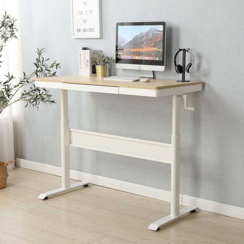 Standing Desk with Metal Drawer 48 x 24 Inches , Adjustable Height  Stand up Desk, Sit Stand Home Office Desk, Ergonomic Workstation
