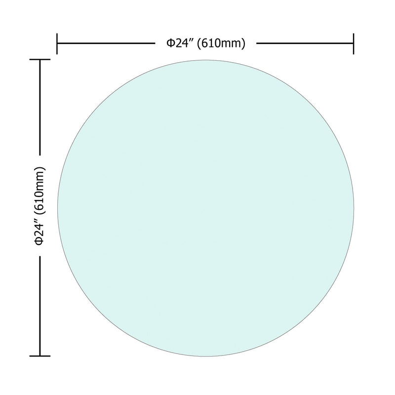 24" Inch Round Tempered Glass Table Top Clear Glass 1/4" Inch Thick Flat Polished Edge - Urban Living Furniture (Los Angeles, CA)