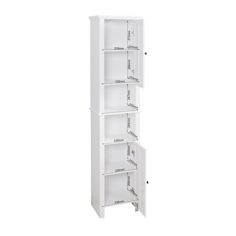 Bathroom FloorStorage Cabinet with 2 Doors Living Room Wooden Cabinet with 6 Shelves 15.75 x 11.81 x 66.93 inch - Urban Living Furniture (Los Angeles, CA)