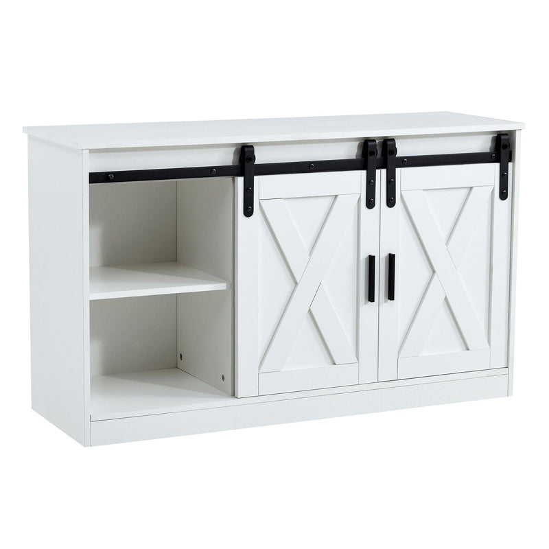 White decorative wooden TV /Storage cabinet with two sliding barn doors, available for bedroom, living room,corridor. - Urban Living Furniture (Los Angeles, CA)