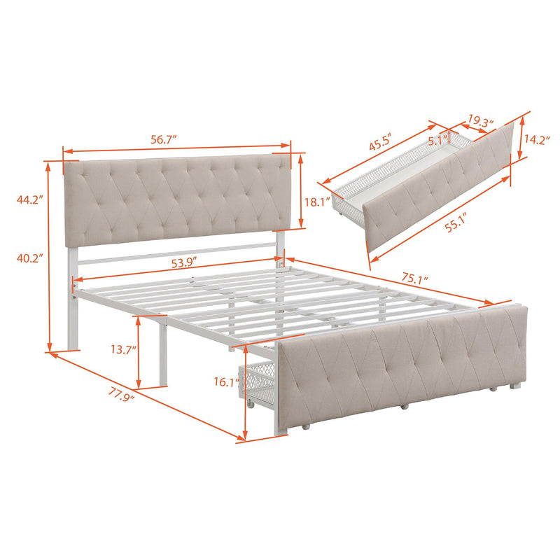 Full SizeStorage Bed Metal Platform Bed with a Big Drawer - Beige - Urban Living Furniture (Los Angeles, CA)