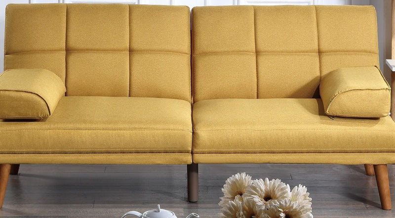 Mustard Polyfiber Adjustable Tufted Sofa Living Room Solid wood Legs Comfort Couch - Urban Living Furniture (Los Angeles, CA)