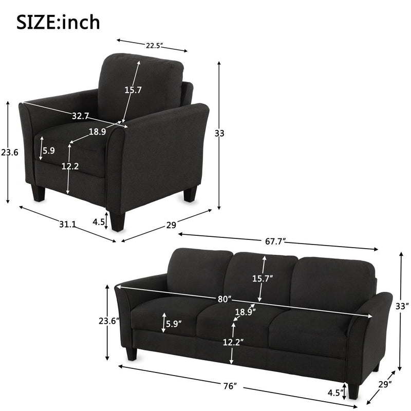 Living Room Furniture chair  and 3-seat Sofa (Black) - Urban Living Furniture (Los Angeles, CA)