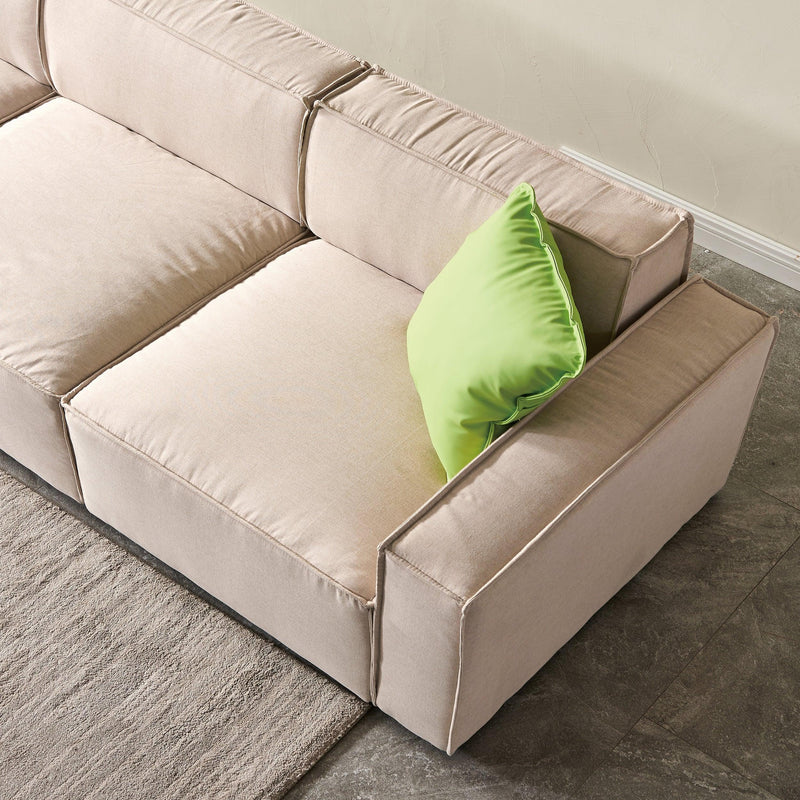 Modular Sofa L Shape with Convertible Ottoman Chaise(Beige)