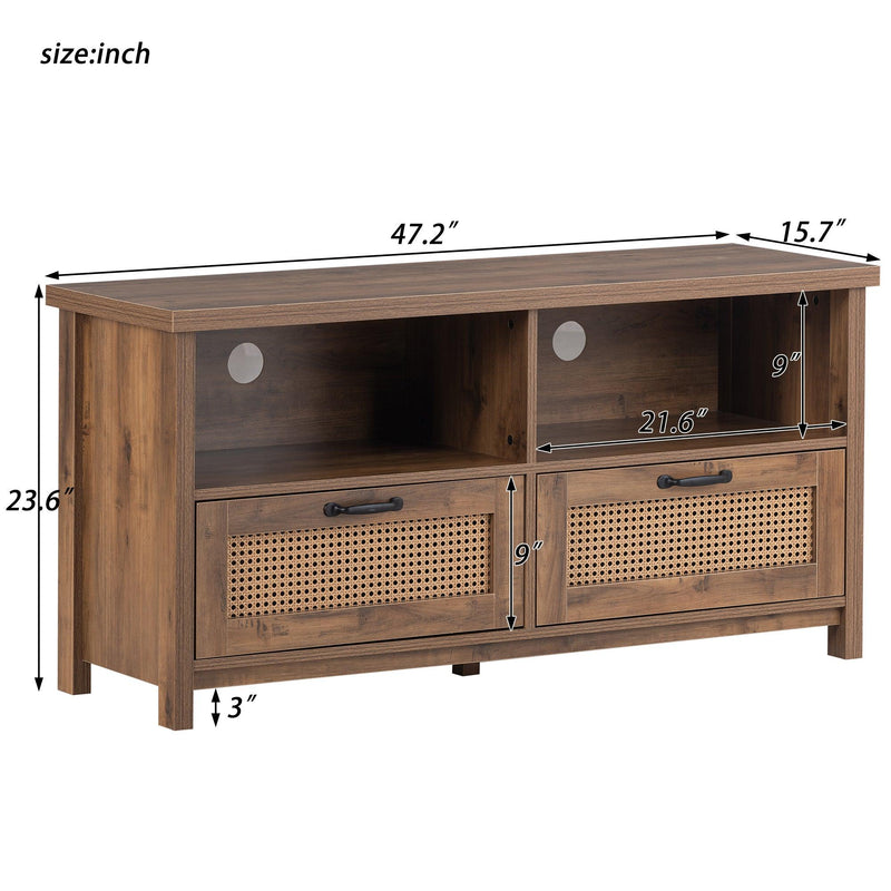 TV Stand FOR 55 INCH TV,With drawerStorage in the living room or media room,Modern TV cabinet, entertainment cabinet, media console,rustic browndesign,Modern TV cabinet, yellow
