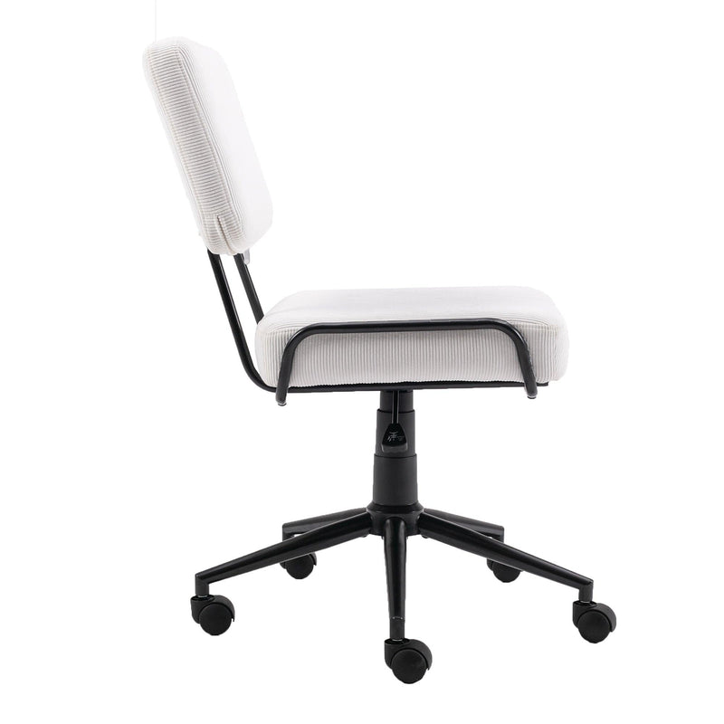 Corduroy Desk Chair Task Chair Home Office Chair Adjustable Height, Swivel Rolling Chair with Wheels for Adults Teens Bedroom Study Room,White - Urban Living Furniture (Los Angeles, CA)