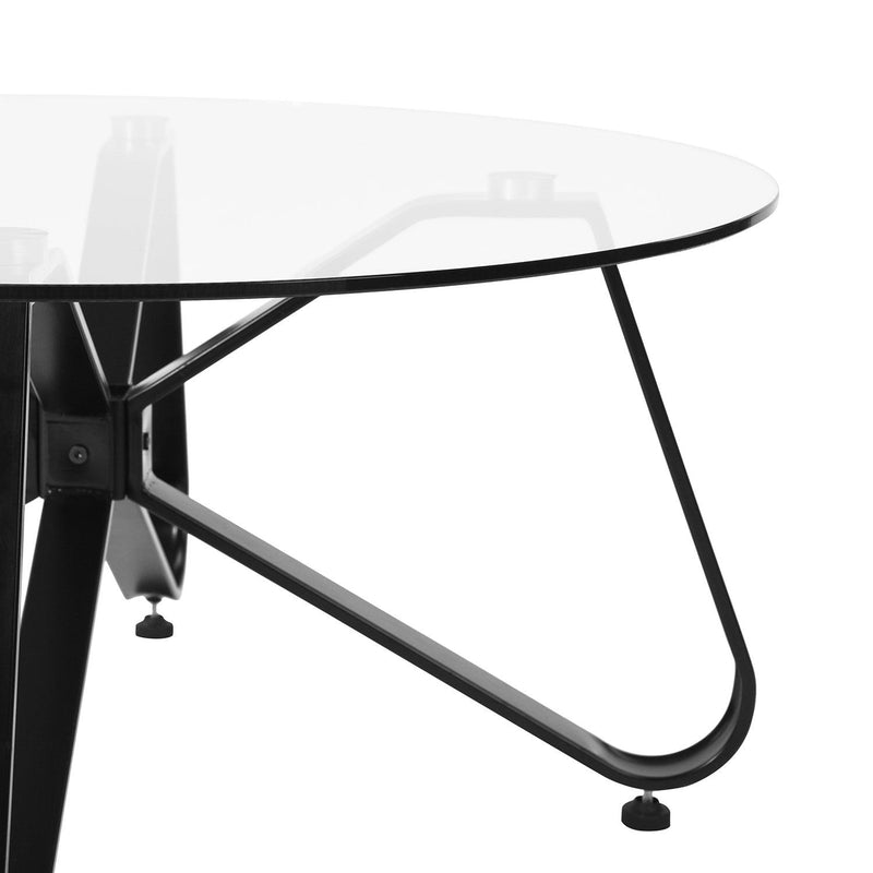 Round Coffee Table for Living Room, 31.5-inchModern Sofa Side End Table with Tempered Glass Top & Metal Legs, Accent Cocktail Tea Table, 31.5 x 31.5 x 15.6 inches, Black - Urban Living Furniture (Los Angeles, CA)