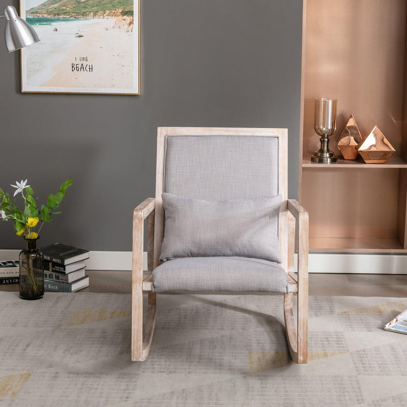 Solid wood linen fabric antique white wash painting rocking chair with  removable lumbar pillow - Urban Living Furniture (Los Angeles, CA)