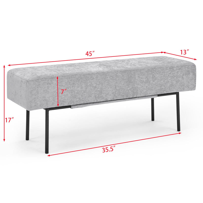 Contemporary Style Bedroom Chenille Upholstered Bench, Grey,( 45'' x13''x 17''） - Urban Living Furniture (Los Angeles, CA)