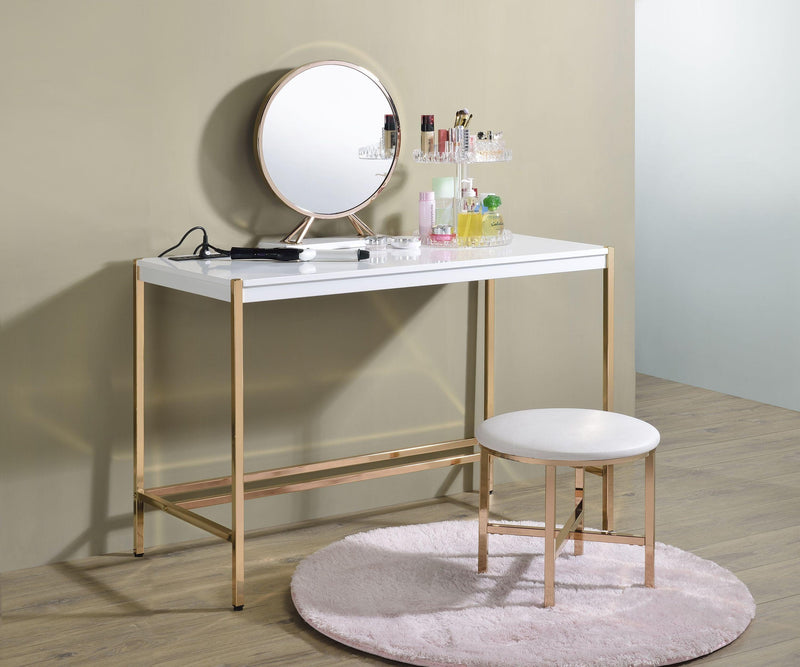 ACME Midriaks Writing Desk w/USB Port in White & Gold Finish OF00020 - Urban Living Furniture (Los Angeles, CA)