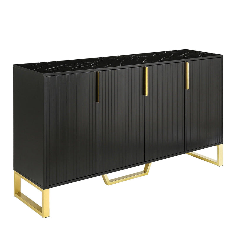 Modern sideboard with Four Doors, Metal handles & Legs and Adjustable Shelves Kitchen Cabinet (Black) - Urban Living Furniture (Los Angeles, CA)