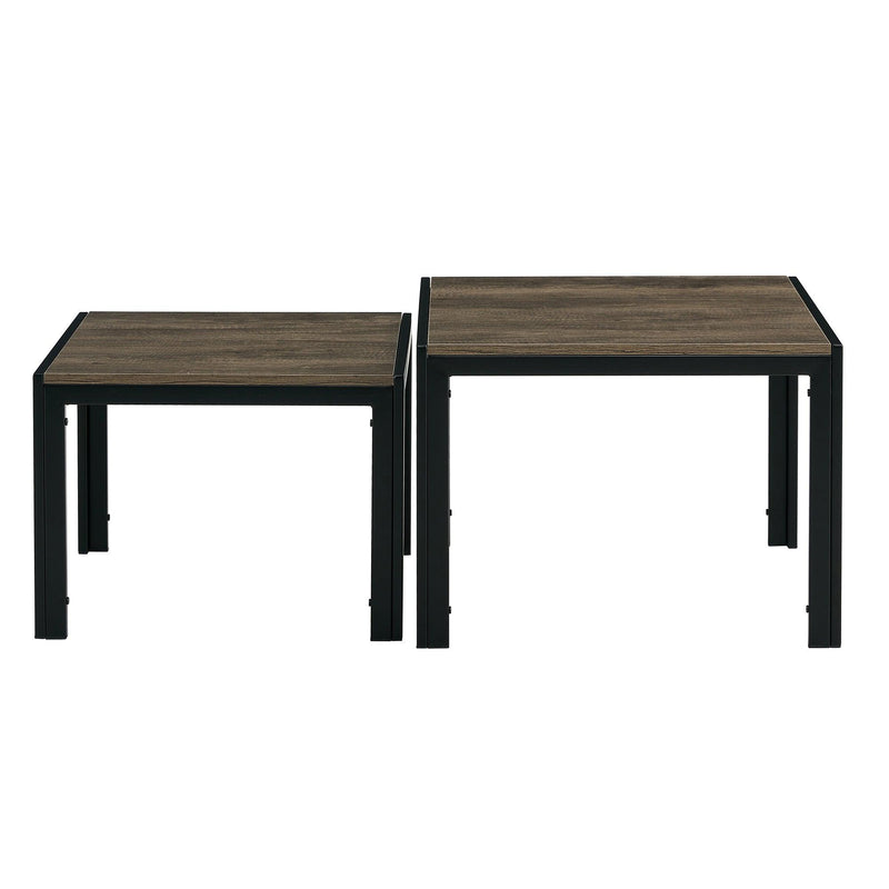 Nesting Coffee Table Set of 2, SquareModern Stacking Table with Wood Finish for Living Room, Oak Grey - Urban Living Furniture (Los Angeles, CA)