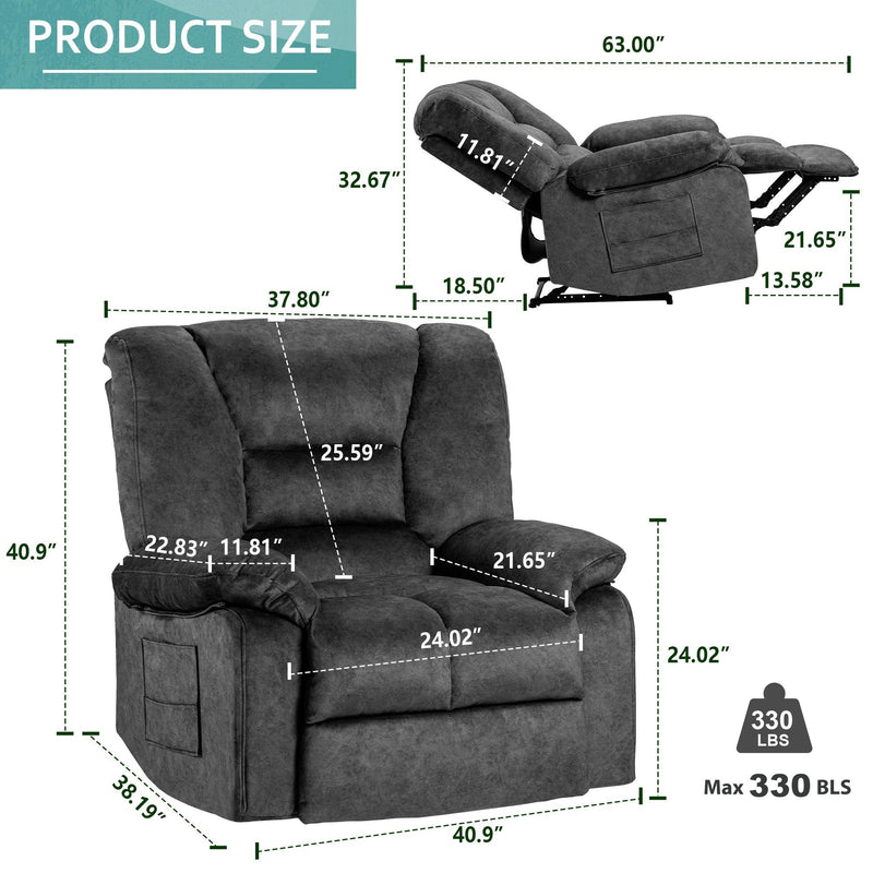 Oversized Recliner Chair Sofa with Massage and Heating - Urban Living Furniture (Los Angeles, CA)