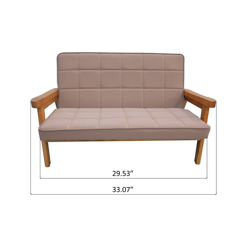 Microfibres fabric upholstered children leisure sofa with wood armrest