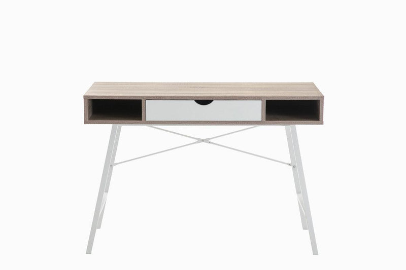 Julia Light Brown Oak and White Desk with Drawer and 2 Compartments - Urban Living Furniture (Los Angeles, CA)