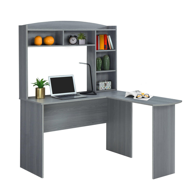 Techni MobiliModern L-Shaped Desk with Hutch, Grey