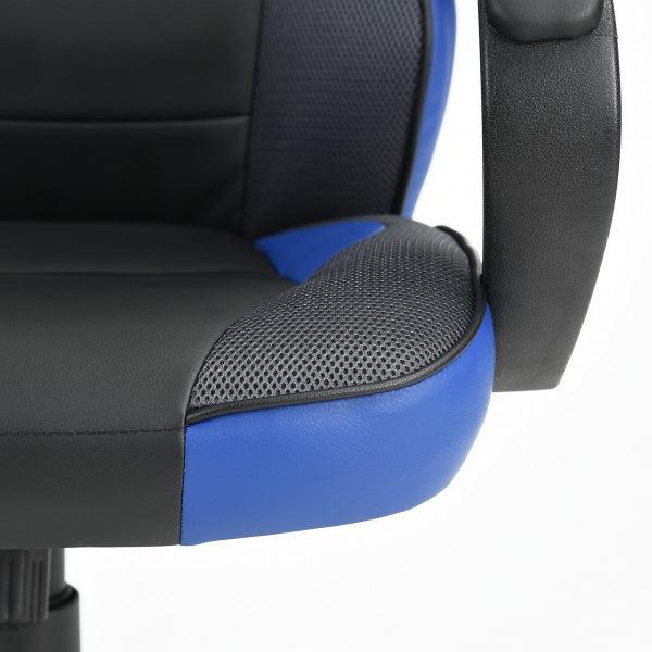 Gaming Office Chair with Fabric Adjustable Swivel, BLACK AND BLUE