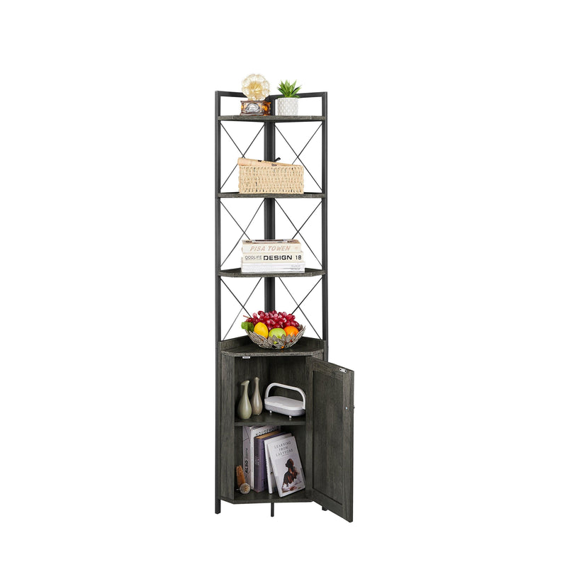 Corner Shelf 5-Tier withStorage，Corner cabinet Bookshelf StandStorage Rack(Dark Grey) - Urban Living Furniture (Los Angeles, CA)