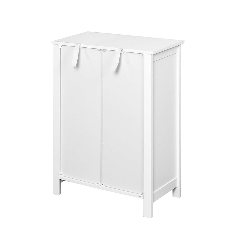 Bathroom FloorStorage Cabinet with Double Door Adjustable Shelf, White