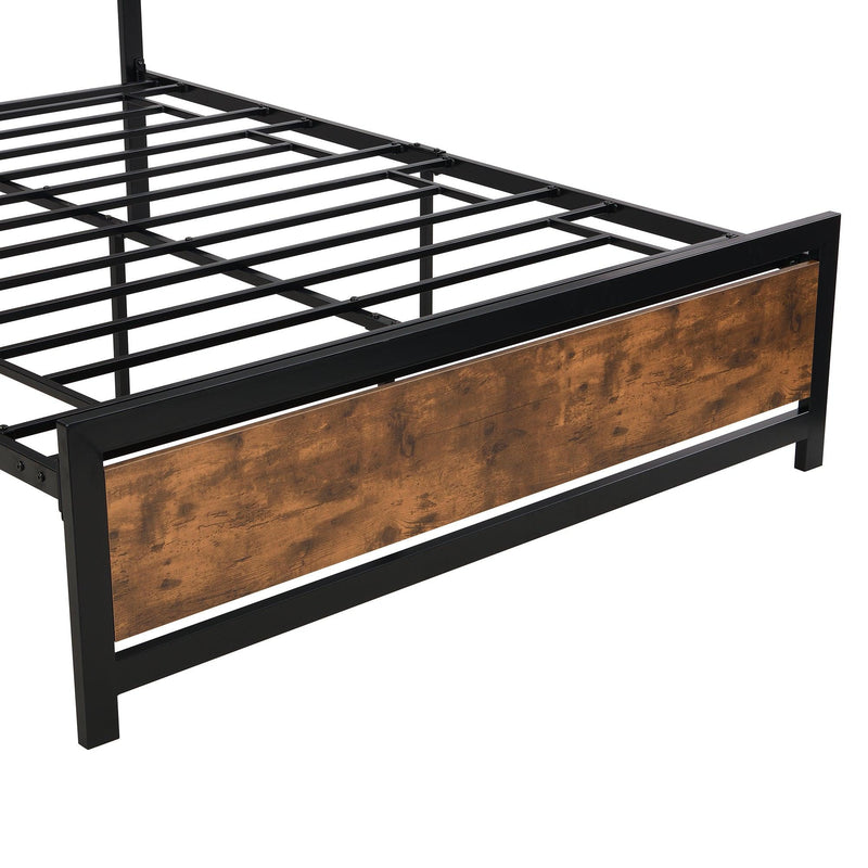 Metal and Wood Bed Frame with Headboard and Footboard ,Queen Size Platform Bed ,No Box Spring Needed, Easy to Assemble(Black) - Urban Living Furniture (Los Angeles, CA)