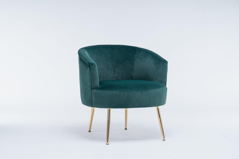 Velvet Accent Armchair Tub Barrel Chair With Gold Metal Legs,Dark Green - Urban Living Furniture (Los Angeles, CA)