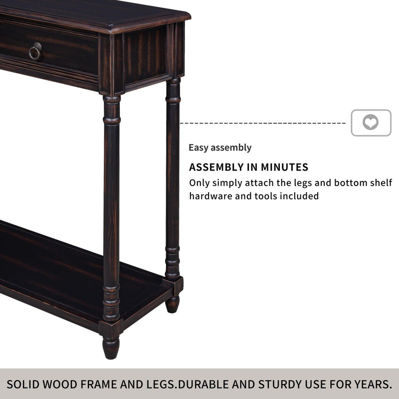 Console Table Sofa Table with Drawers for Entryway with Projecting Drawers and Long Shelf (Espresso) - Urban Living Furniture (Los Angeles, CA)