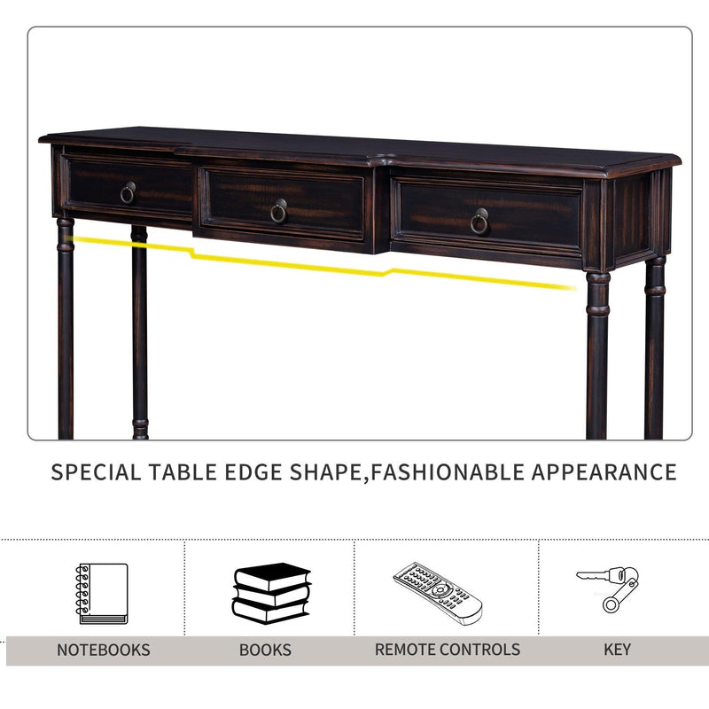 Console Table Sofa Table with Drawers for Entryway with Projecting Drawers and Long Shelf (Espresso) - Urban Living Furniture (Los Angeles, CA)