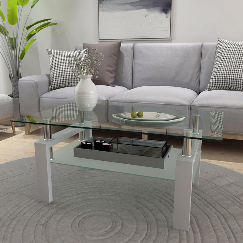 White Coffee Table, Clear Coffee Table，Modern Side Center Tables for Living Room， Living Room Furniture - Urban Living Furniture (Los Angeles, CA)