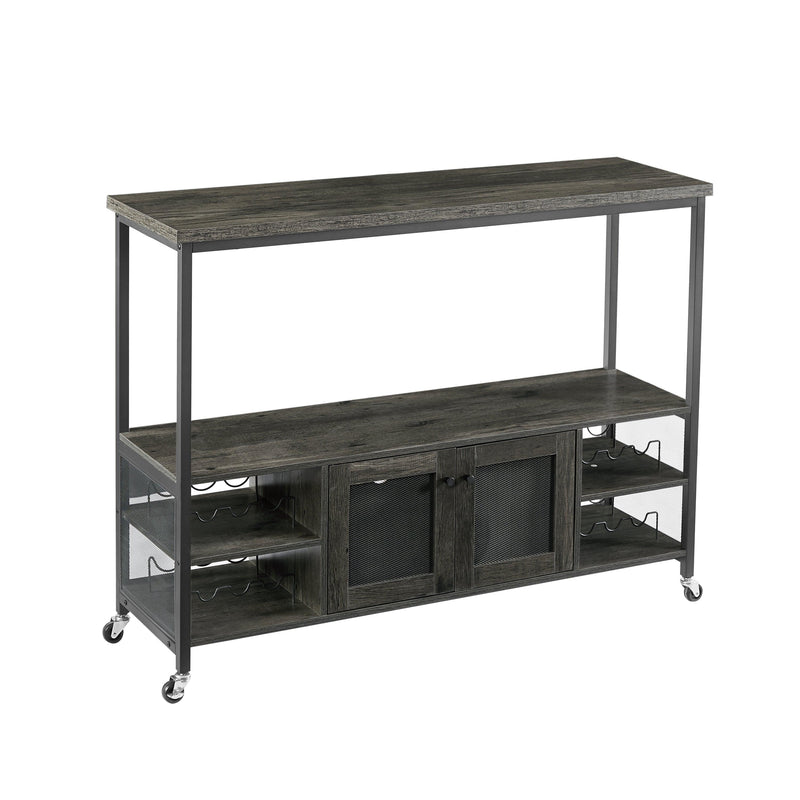 Wine shelf table,Modern wine bar cabinet, console table, bar table, TV cabinet, sideboard withStorage compartment, can be used in living room, dining room, kitchen, entryway, hallway.Dark Grey.