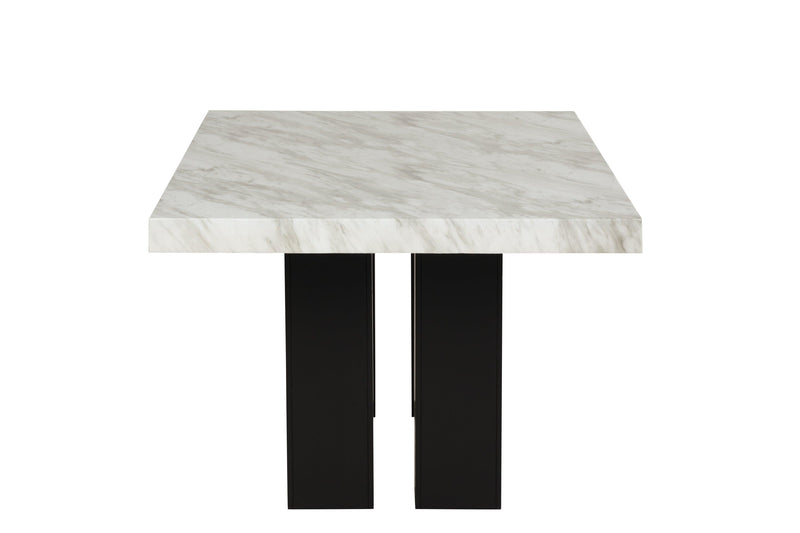 7-piece Dining Table Set with 1 Faux Marble Dining Rectangular Table and 6 Upholstered-Seat Chairs ,for Dining room and Living Room ,Grey - Urban Living Furniture (Los Angeles, CA)