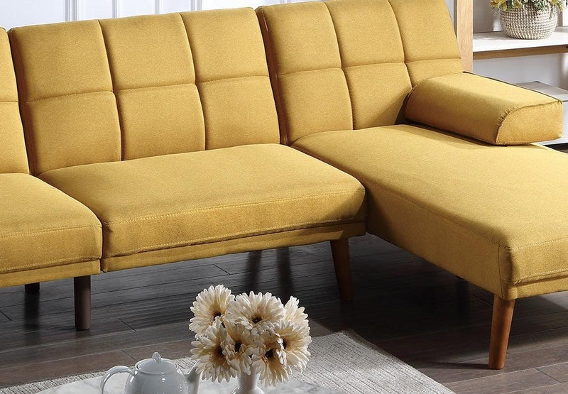 Mustard Polyfiber Adjustable Tufted Sofa Living Room Solid wood Legs Comfort Couch - Urban Living Furniture (Los Angeles, CA)