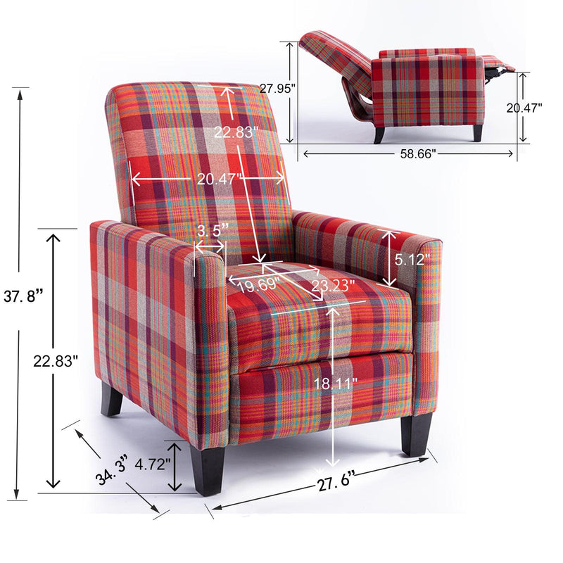 Red recline chair,The red cloth chair is convenient for home use, comfortable and the cushion is soft，Easy to adjust backrest Angle