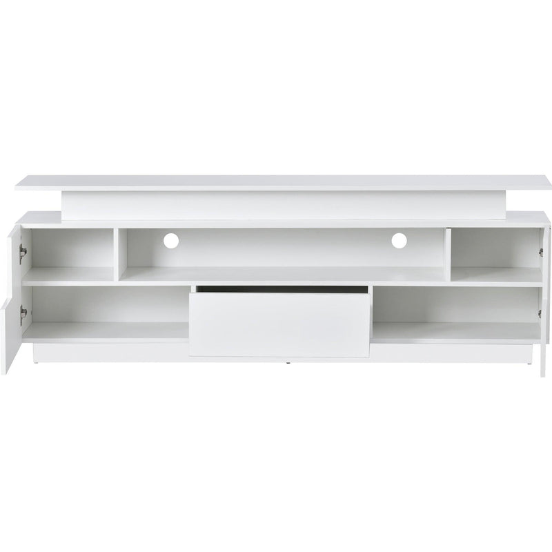 Modern, Stylish Functional TV stand with Color Changing LED Lights, Universal Entertainment Center, High Gloss TV Cabinet for 75+ inch TV, White