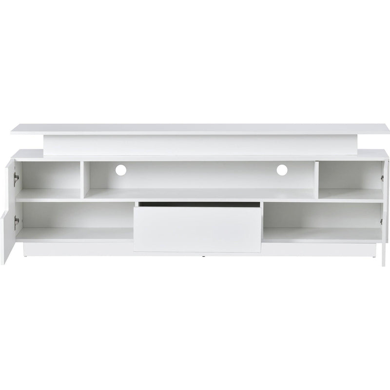 Modern, Stylish Functional TV stand with Color Changing LED Lights, Universal Entertainment Center, High Gloss TV Cabinet for 75+ inch TV, White - Urban Living Furniture (Los Angeles, CA)