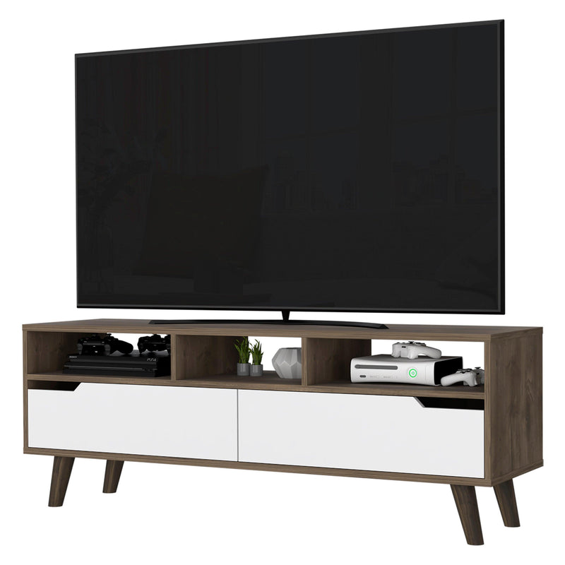 New Haven 2-Drawer 3-Shelf TV Stand Dark Walnut and White - Urban Living Furniture (Los Angeles, CA)