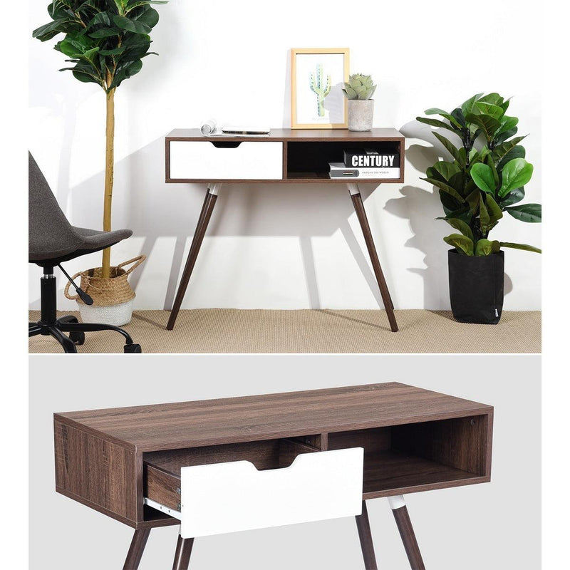 35.4" Writing Computer Desk With Drawer, walnut & white - Urban Living Furniture (Los Angeles, CA)