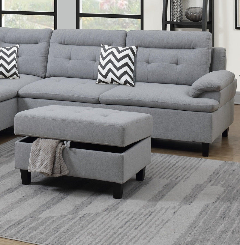 Living Room Furniture Grey Cushion Sectional w Ottoman Linen Like Fabric Sofa Chaise - Urban Living Furniture (Los Angeles, CA)